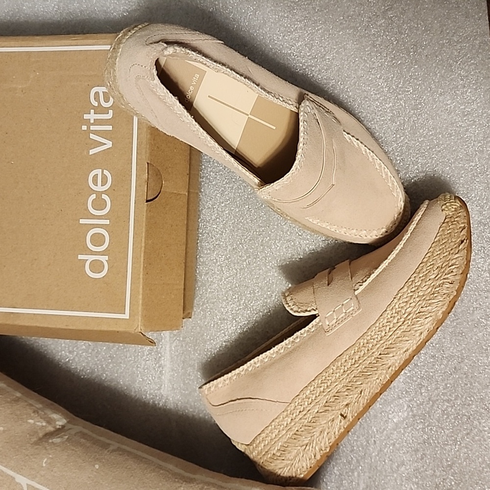 Dolce Vita Tan Suede Platform Jalia Espadrille Loafers Women Ladies sz 8